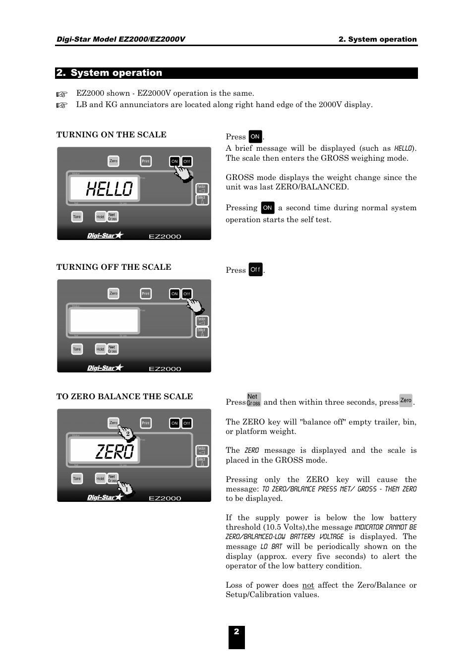 Hello zero | Digi-Star EZ 2000/V User Manual | Page 4 / 14