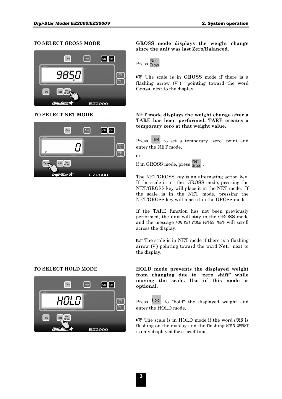Hold | Digi-Star EZ 2000/V User Manual | Page 5 / 14