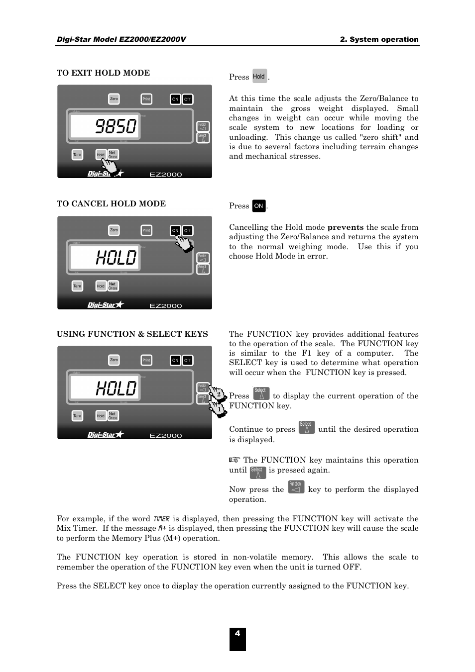 9850 hold hold | Digi-Star EZ 2000/V User Manual | Page 6 / 14