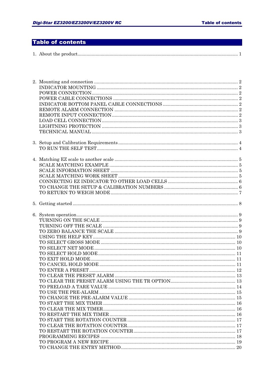 Digi-Star EZ 3200/EZ 3200V/EZ 3200V RC User Manual | Page 2 / 45