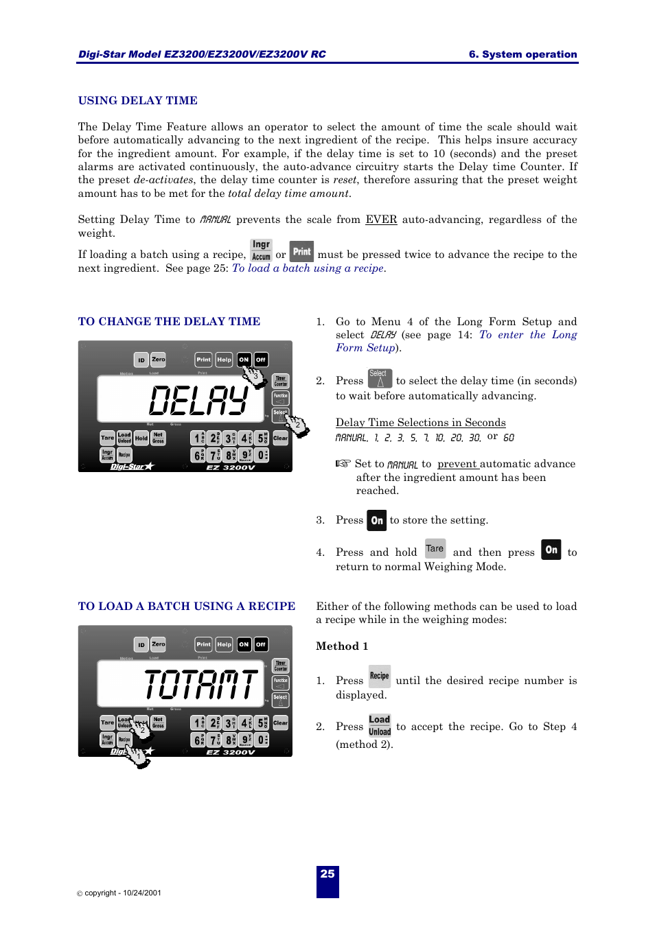 Delay, Totamt | Digi-Star EZ 3200/EZ 3200V/EZ 3200V RC User Manual | Page 28 / 45