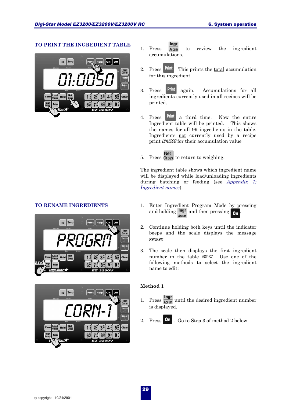 Progrm, Corn-1 | Digi-Star EZ 3200/EZ 3200V/EZ 3200V RC User Manual | Page 32 / 45