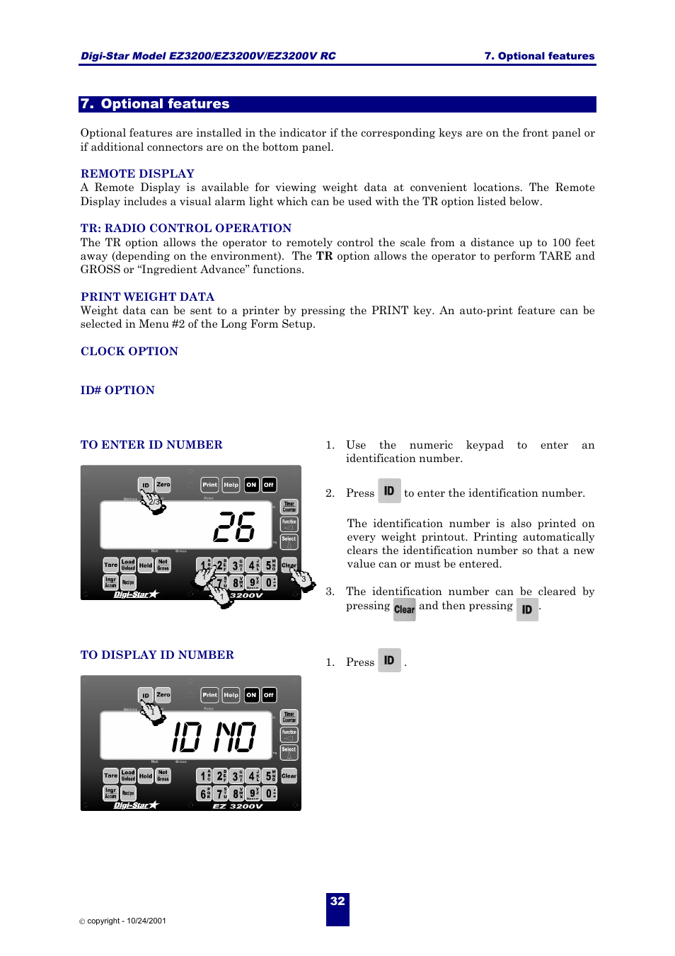 Id no | Digi-Star EZ 3200/EZ 3200V/EZ 3200V RC User Manual | Page 35 / 45