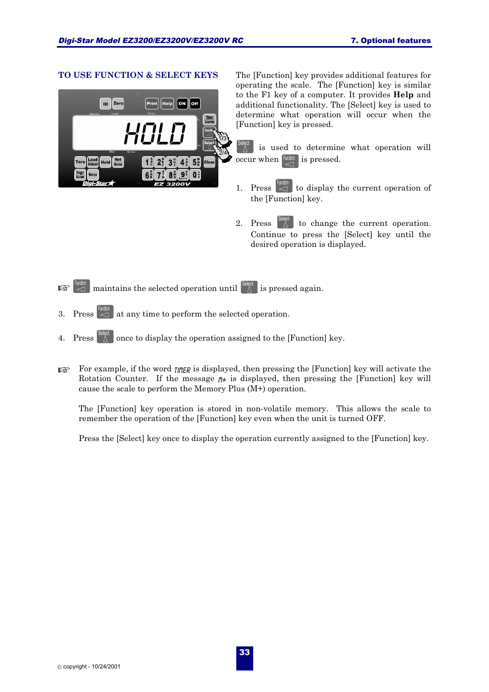 Hold | Digi-Star EZ 3200/EZ 3200V/EZ 3200V RC User Manual | Page 36 / 45