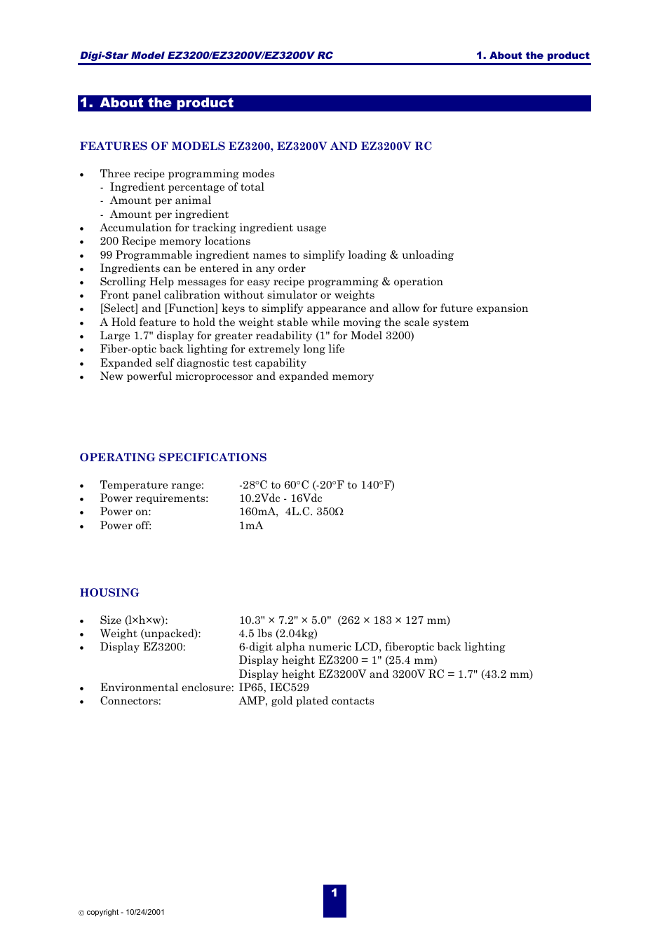 About the product | Digi-Star EZ 3200/EZ 3200V/EZ 3200V RC User Manual | Page 4 / 45