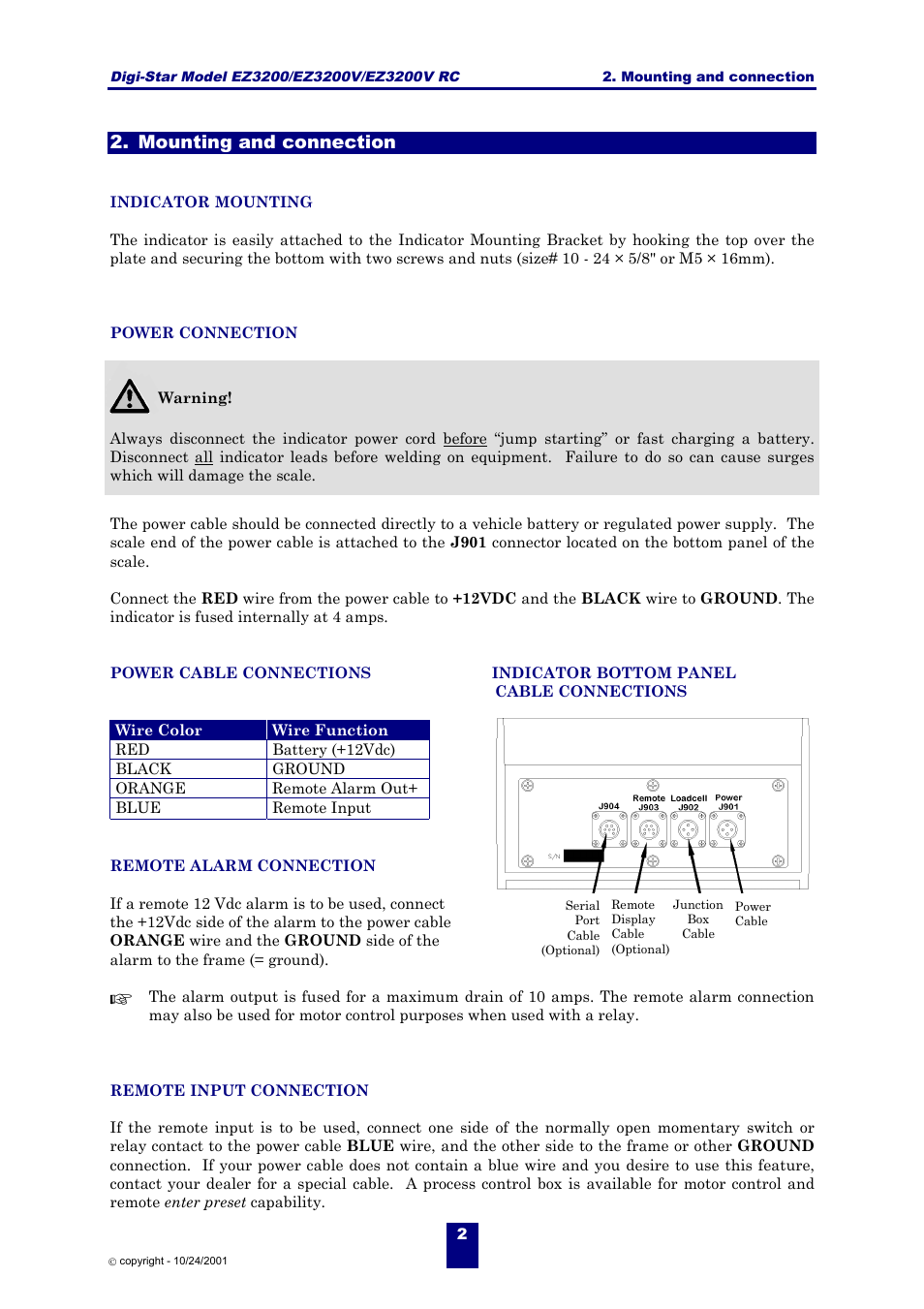 Mounting and connection | Digi-Star EZ 3200/EZ 3200V/EZ 3200V RC User Manual | Page 5 / 45