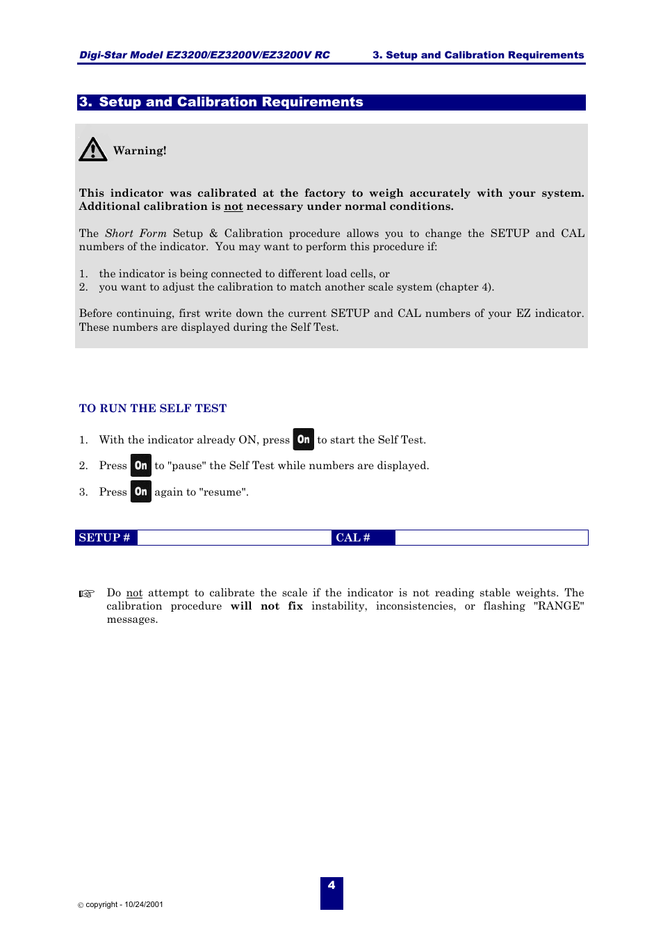 Setup and calibration requirements | Digi-Star EZ 3200/EZ 3200V/EZ 3200V RC User Manual | Page 7 / 45