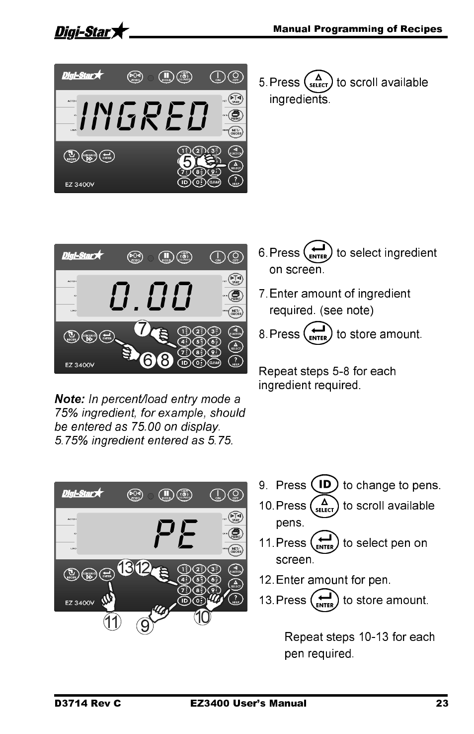 Ingred 0.00 | Digi-Star EZ3400 User Manual | Page 27 / 50