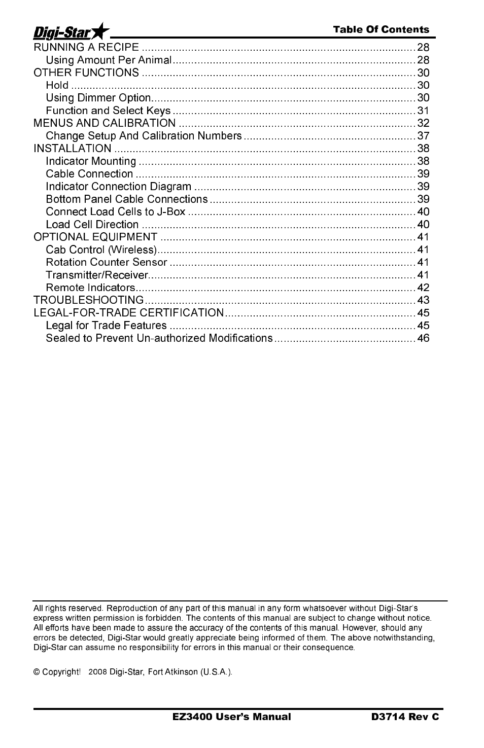 Digi-Star EZ3400 User Manual | Page 4 / 50