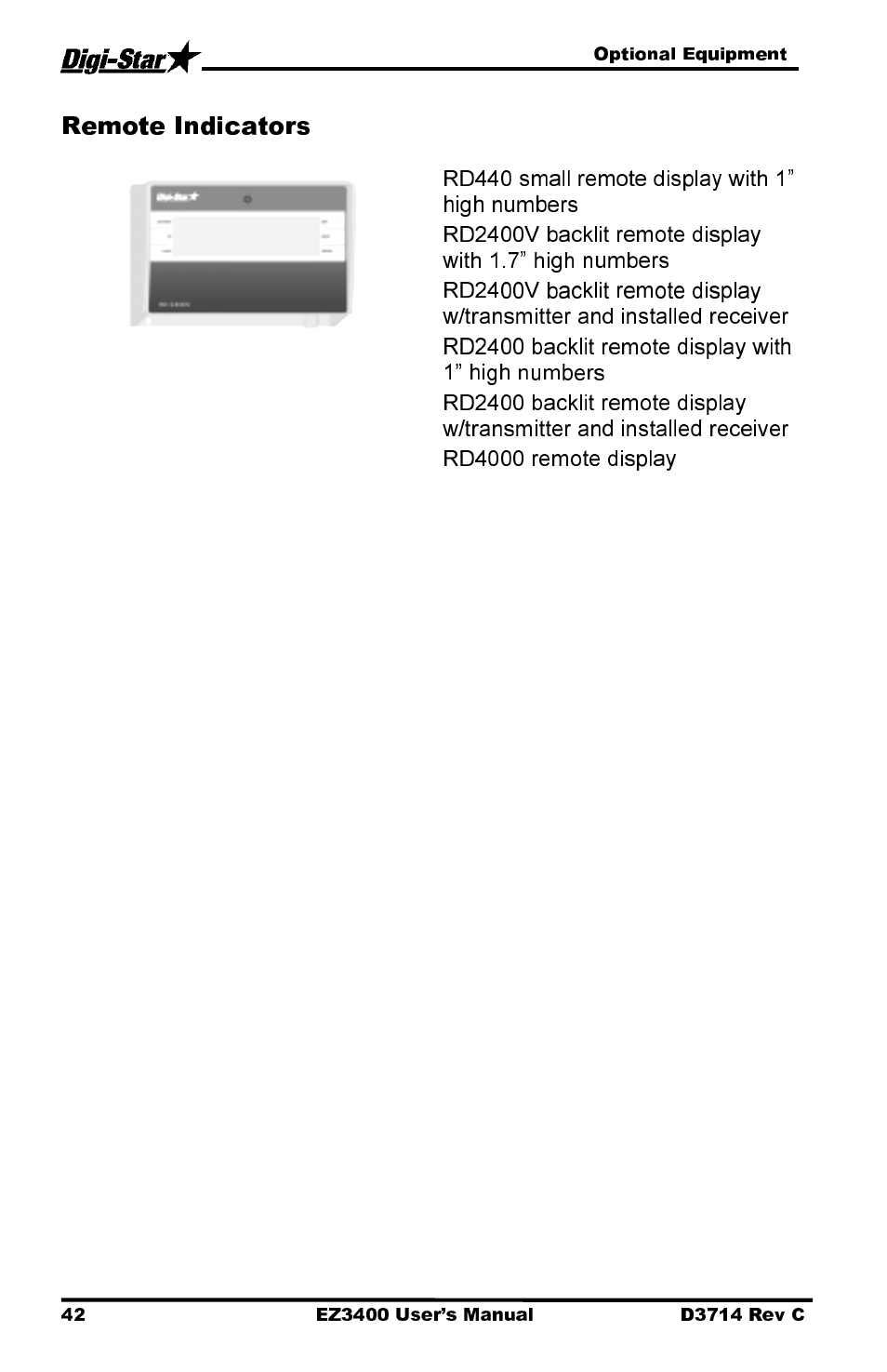 Remote indicators | Digi-Star EZ3400 User Manual | Page 46 / 50