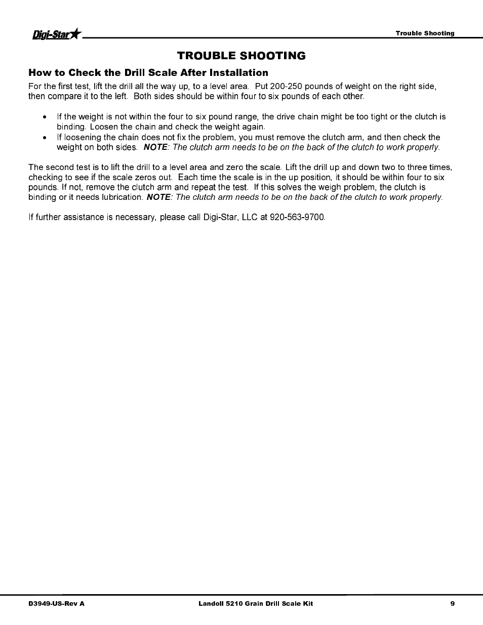 How to check the drill scale after installation | Digi-Star Landoll 5210 User Manual | Page 11 / 16