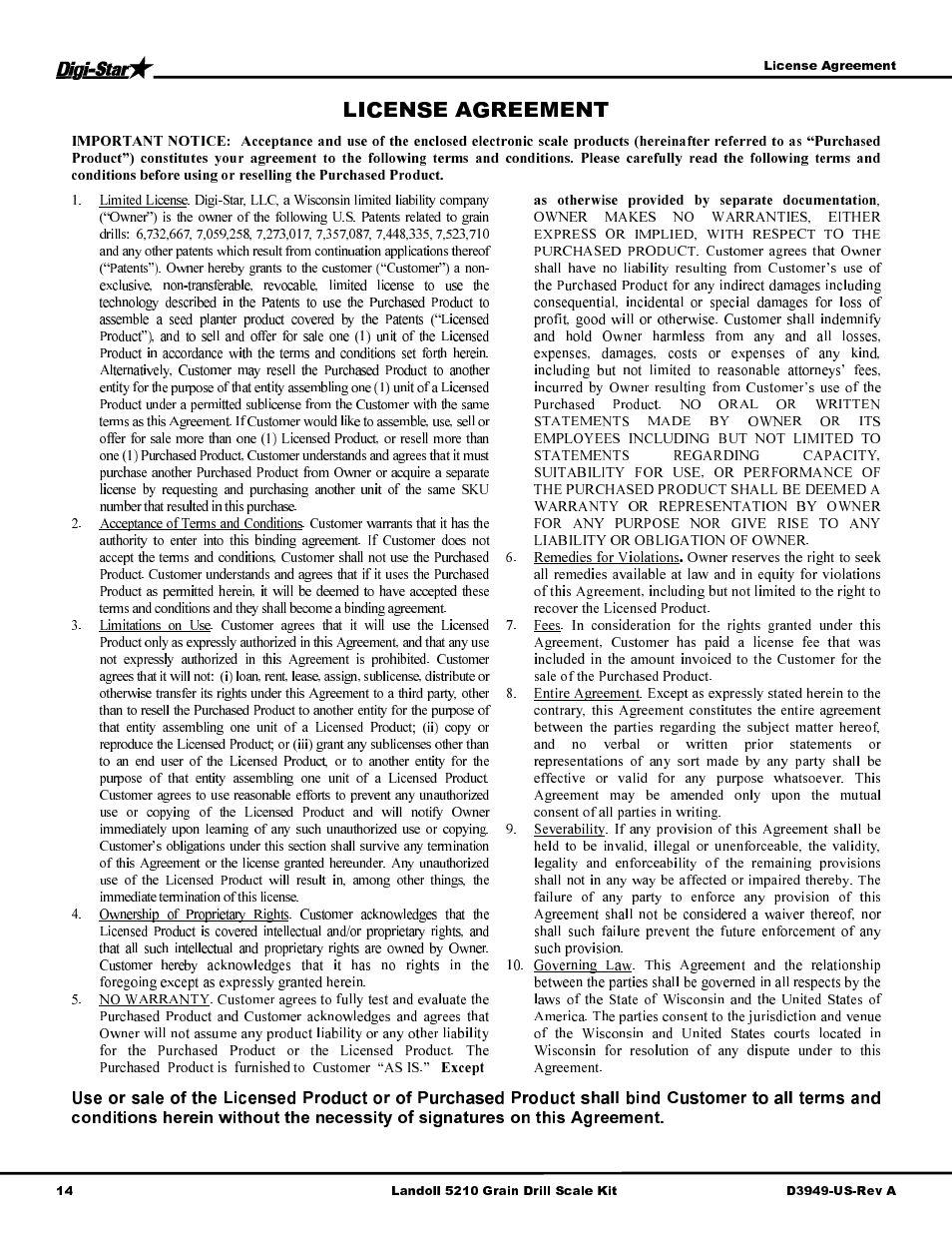 Digi-Star Landoll 5210 User Manual | Page 16 / 16