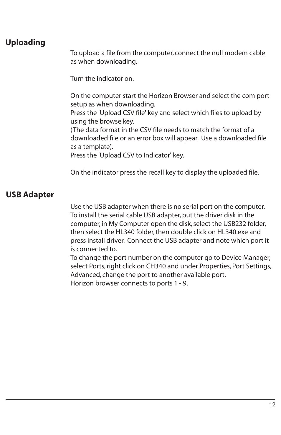Uploading usb adapter | Digi-Star HORIZON XLS User Manual | Page 12 / 16