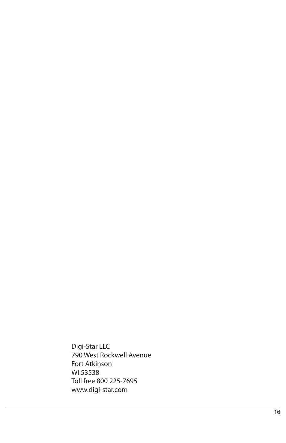 Digi-Star HORIZON XLS User Manual | Page 16 / 16