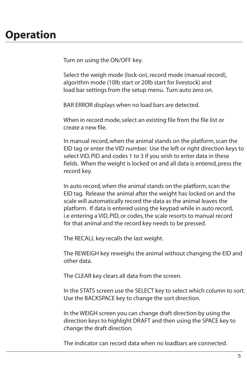 Operation | Digi-Star HORIZON XLS User Manual | Page 5 / 16