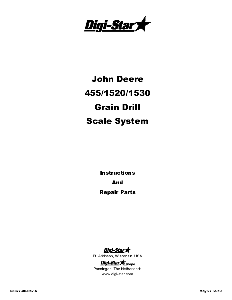Digi-Star John Deere 455/1520/1530 User Manual | 14 pages