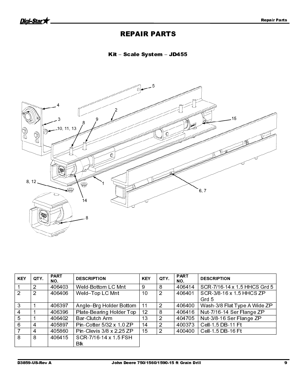 Kit – scale system – jd455 | Digi-Star John Deere 455/1520/1530 User Manual | Page 11 / 14