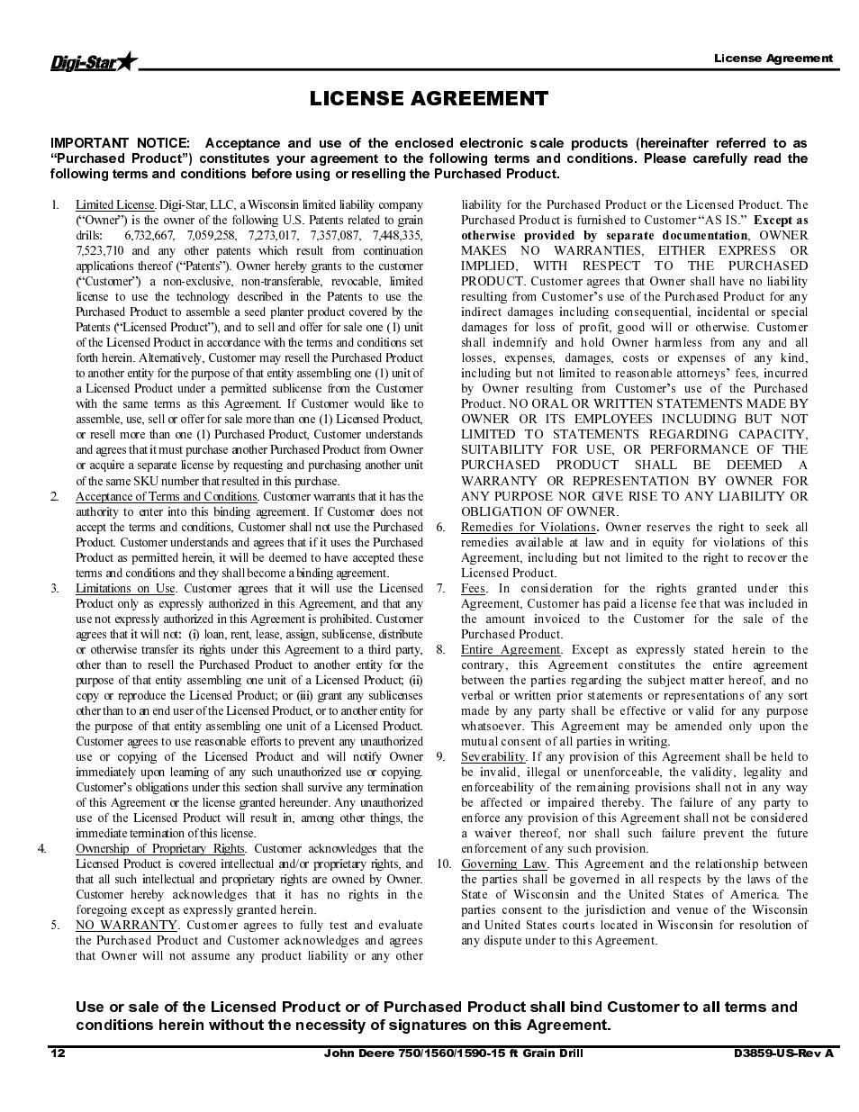 Digi-Star John Deere 455/1520/1530 User Manual | Page 14 / 14