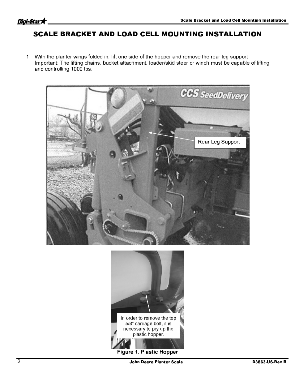 Rear leg support | Digi-Star John Deere JD1770 12/16/24 Row CCS User Manual | Page 4 / 14