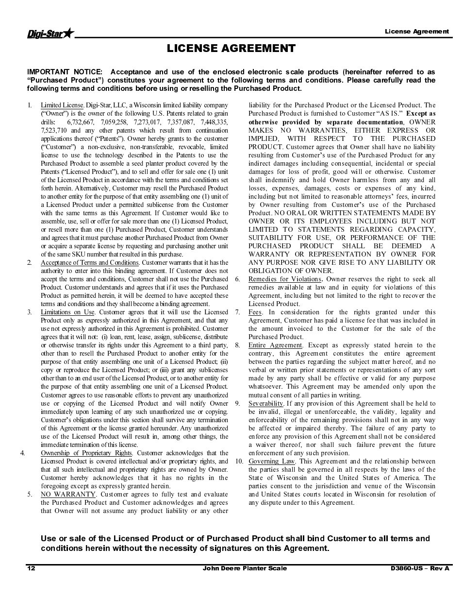 Digi-Star John Deere 1790 - Bauer Series CCS -Refuge Option User Manual | Page 14 / 14