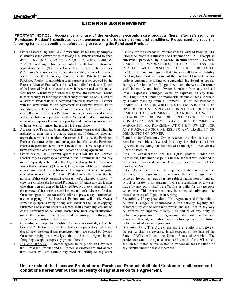Digi-Star John Deere JD1790 New Style (2004) User Manual | Page 14 / 14