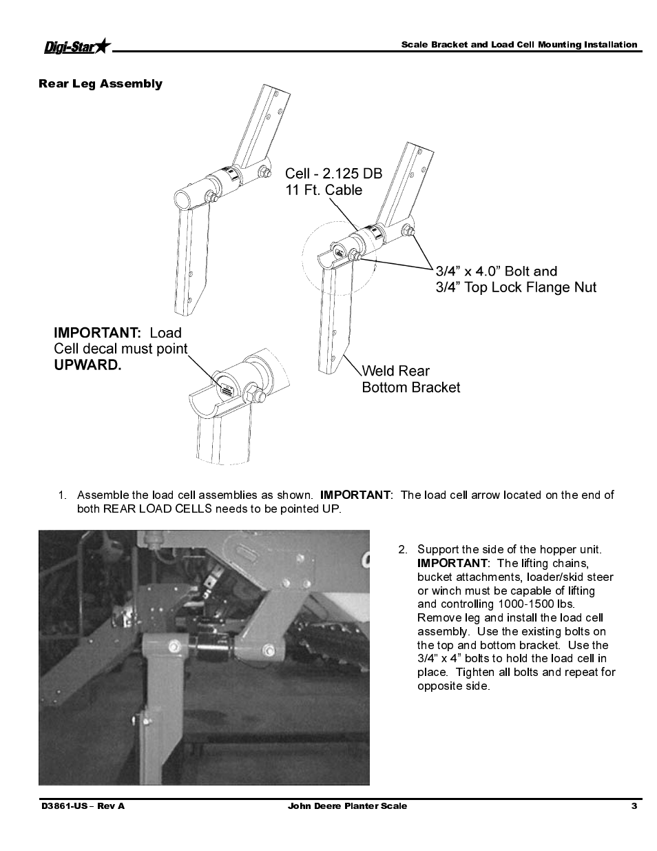 Rear leg assembly | Digi-Star John Deere JD1790 New Style (2004) User Manual | Page 5 / 14