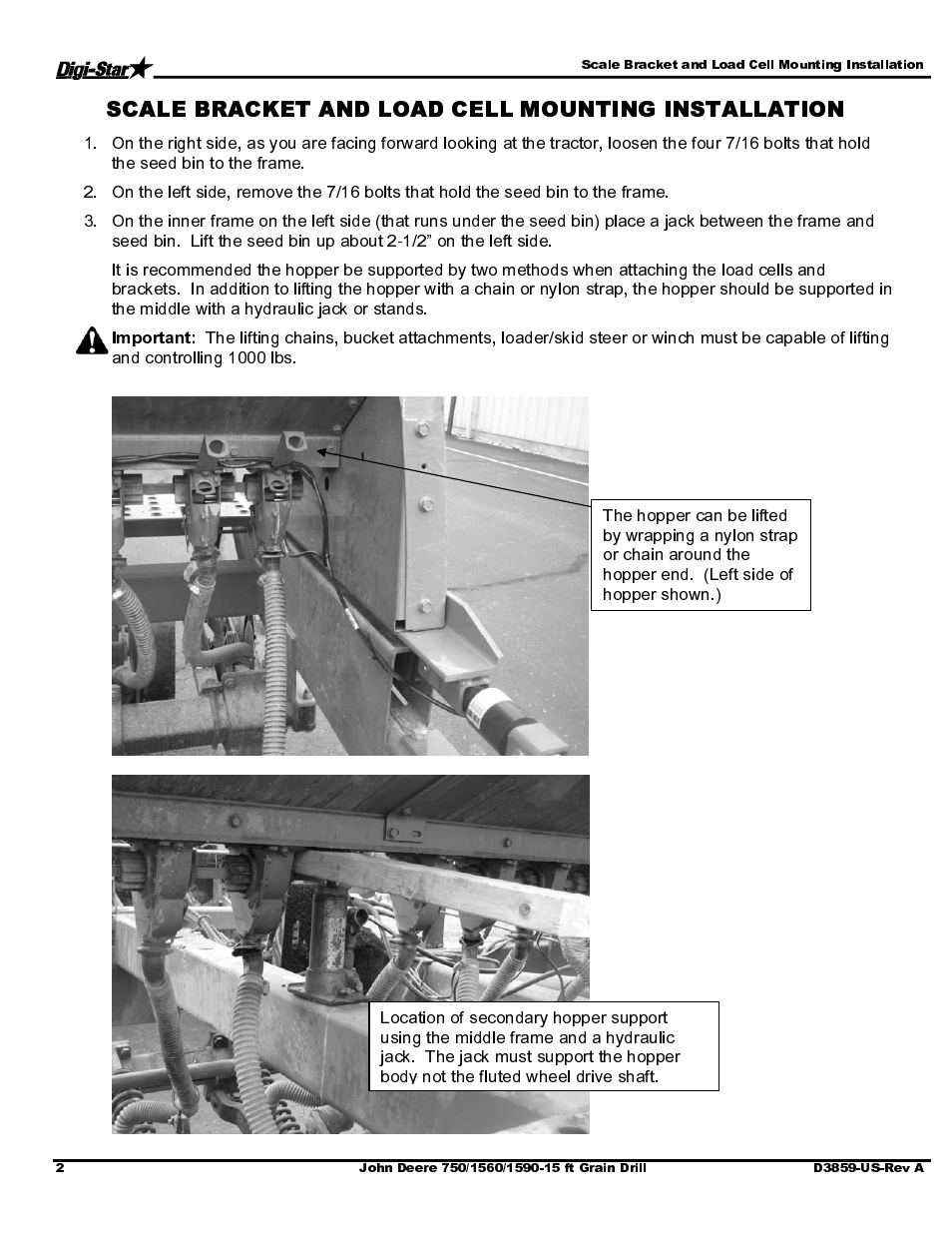 Important | Digi-Star John Deere 750/1560/1590- 15ft Drill User Manual | Page 4 / 13