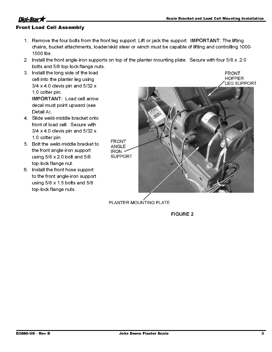 Front load cell assembly | Digi-Star John Deere/Orthman Mfg JD 1720 Deere CCS User Manual | Page 5 / 16