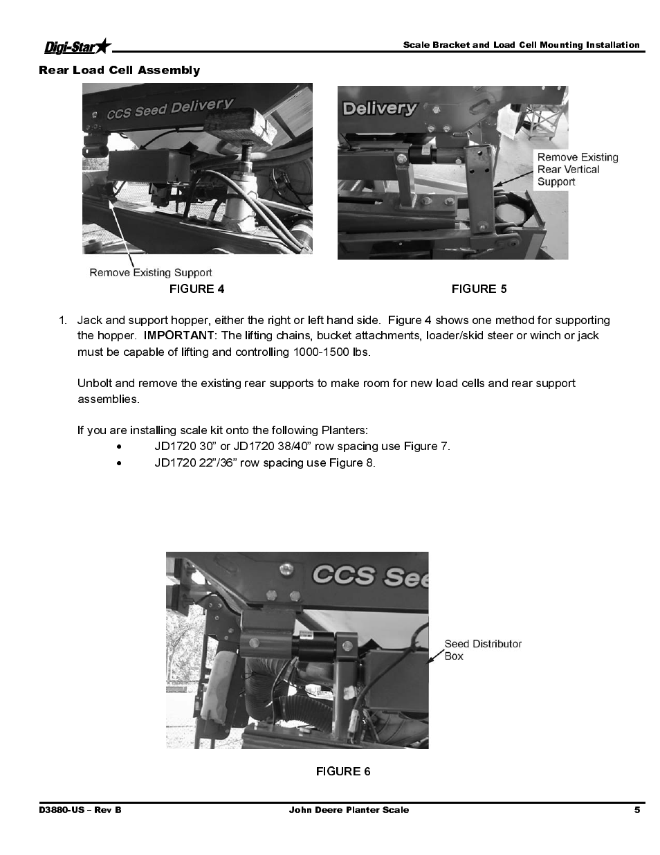Rear load cell assembly | Digi-Star John Deere/Orthman Mfg JD 1720 Deere CCS User Manual | Page 7 / 16