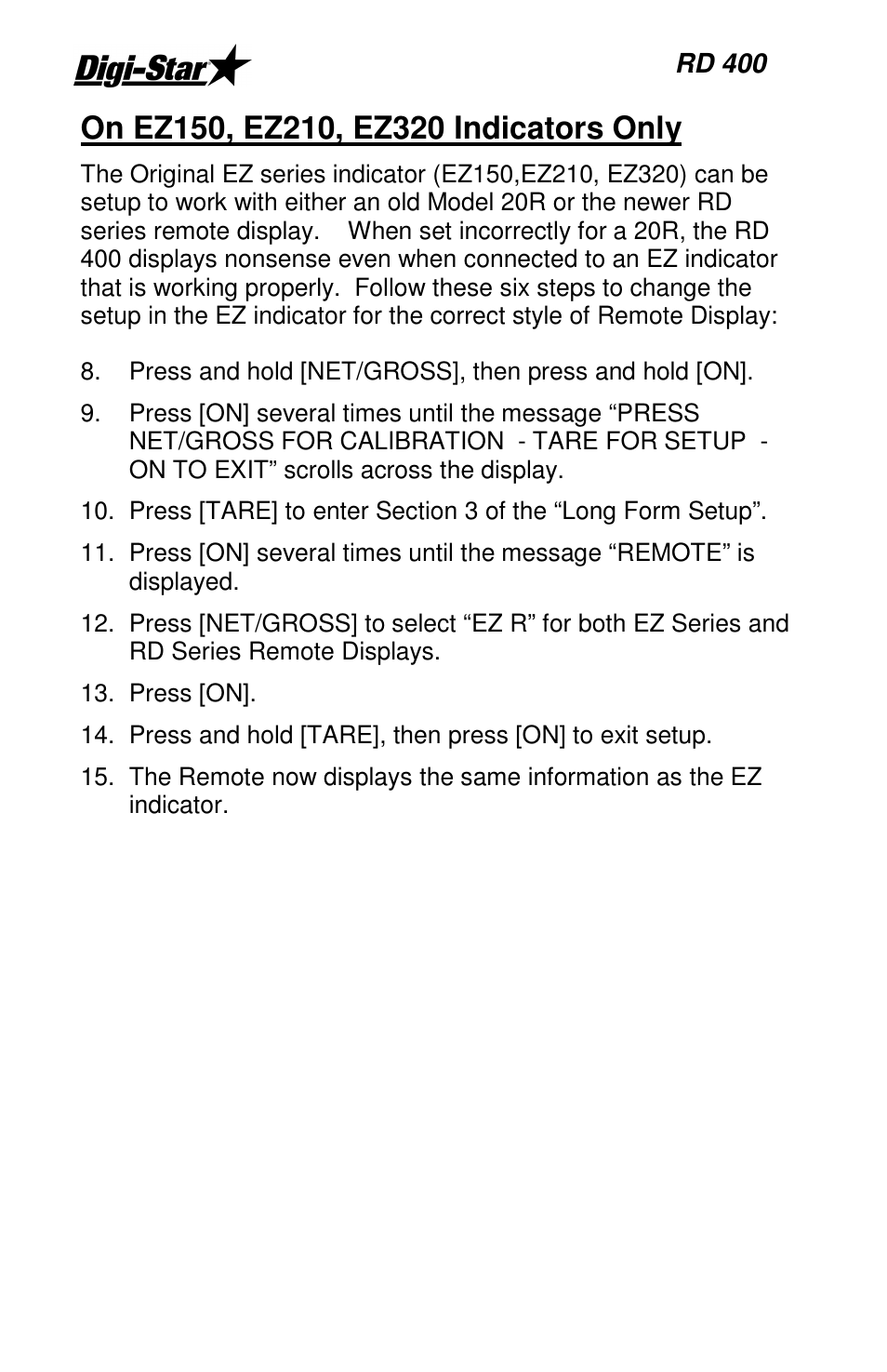 Digi-Star RD 400 User Manual | Page 4 / 4
