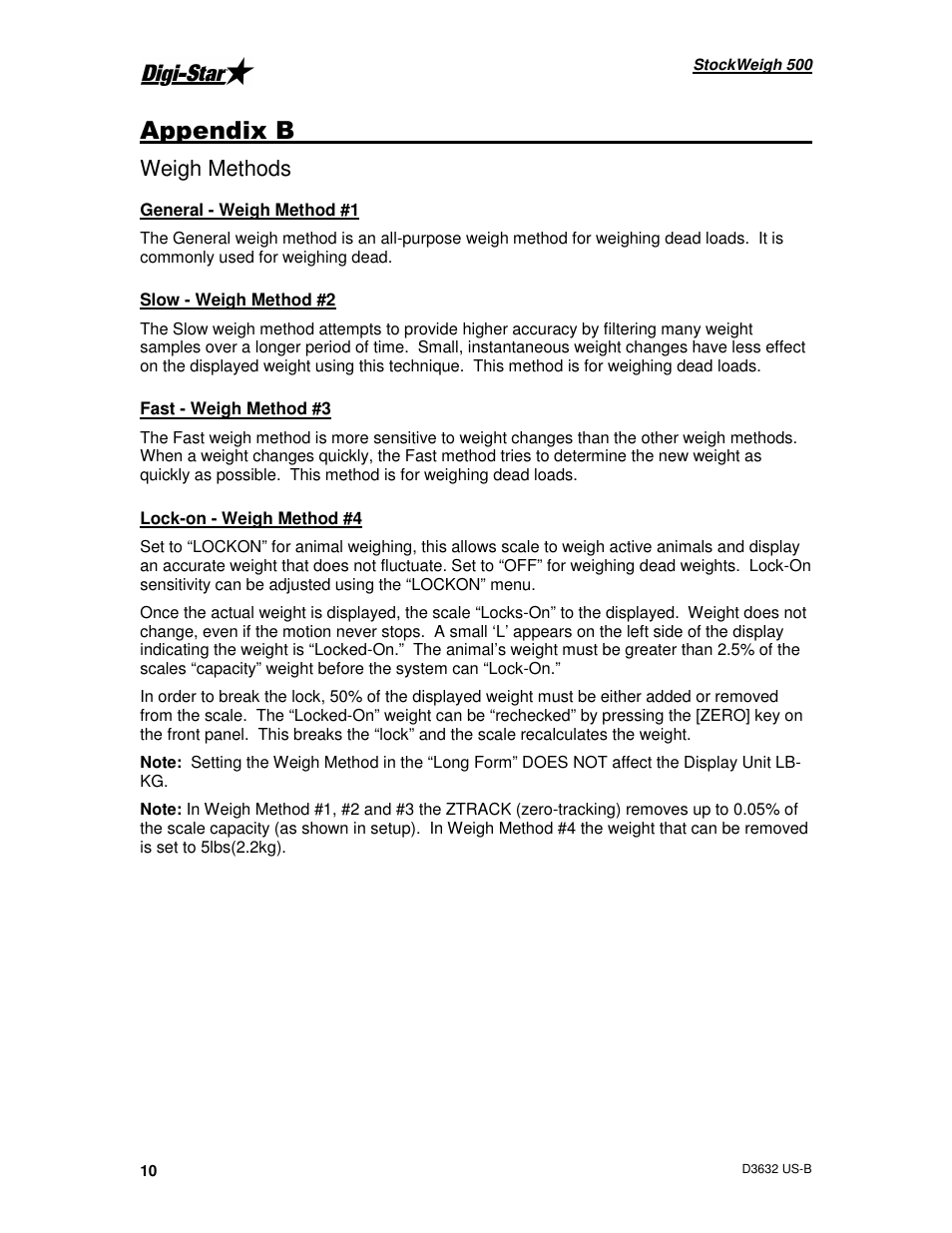 Weigh methods | Digi-Star StockWeigh 500 User Manual | Page 14 / 24