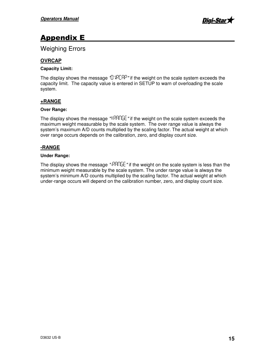 Weighing errors | Digi-Star StockWeigh 500 User Manual | Page 19 / 24