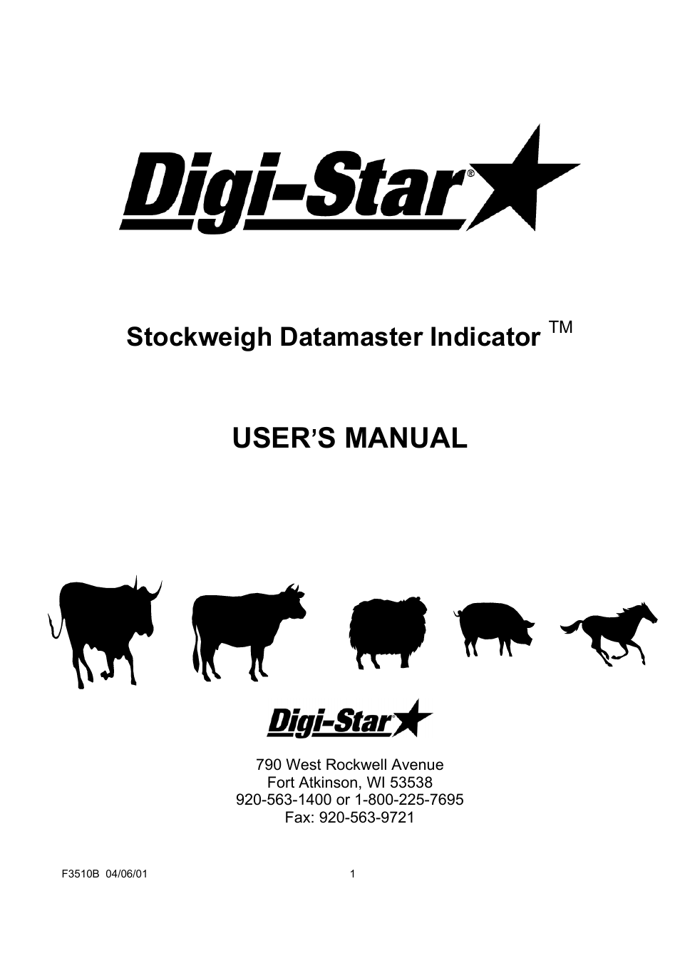 Digi-Star Stockweigh Datamaster Indicator User Manual | 30 pages