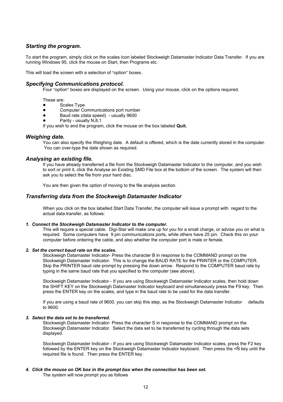 Digi-Star Stockweigh Datamaster Indicator User Manual | Page 12 / 30
