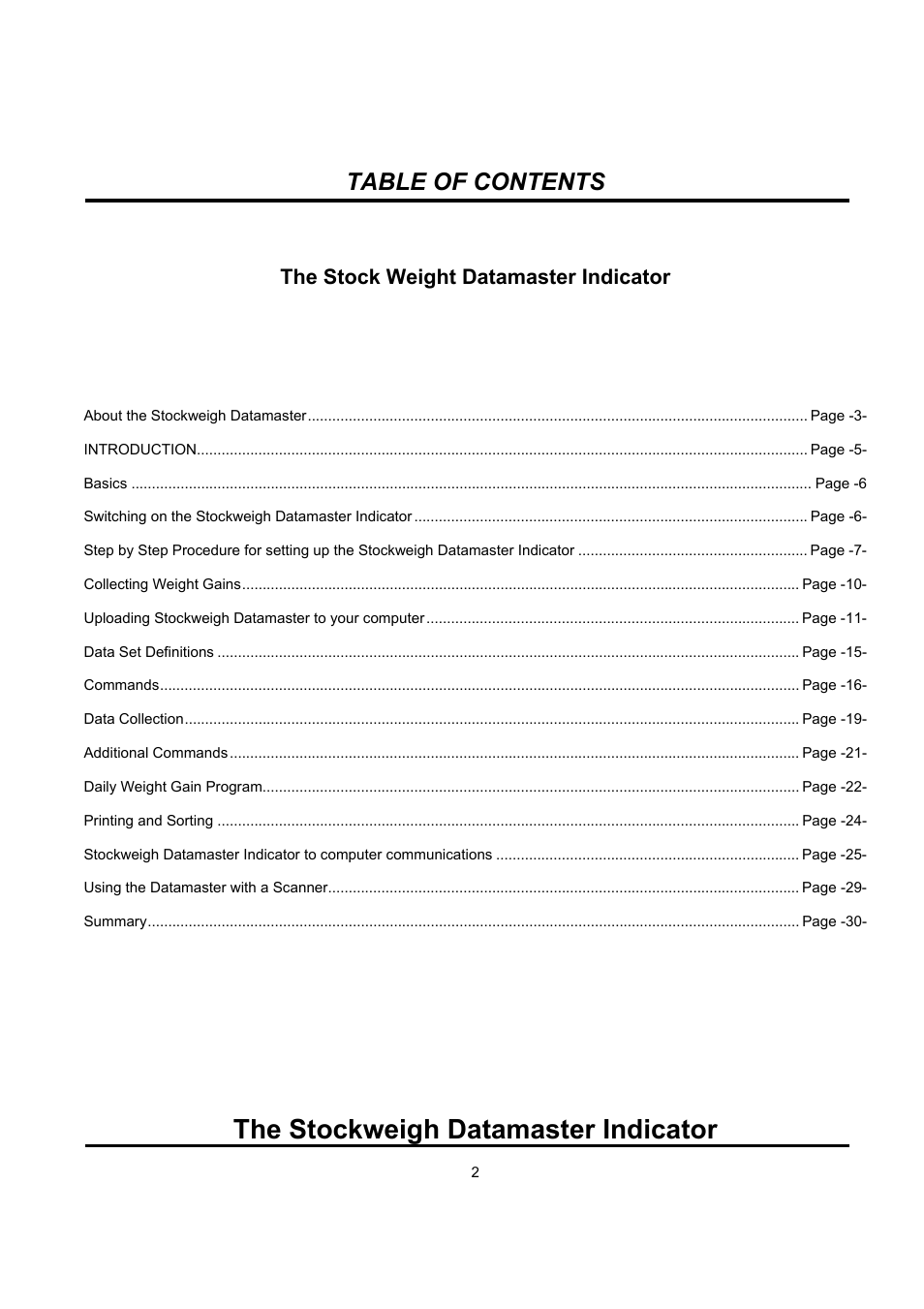 Digi-Star Stockweigh Datamaster Indicator User Manual | Page 2 / 30