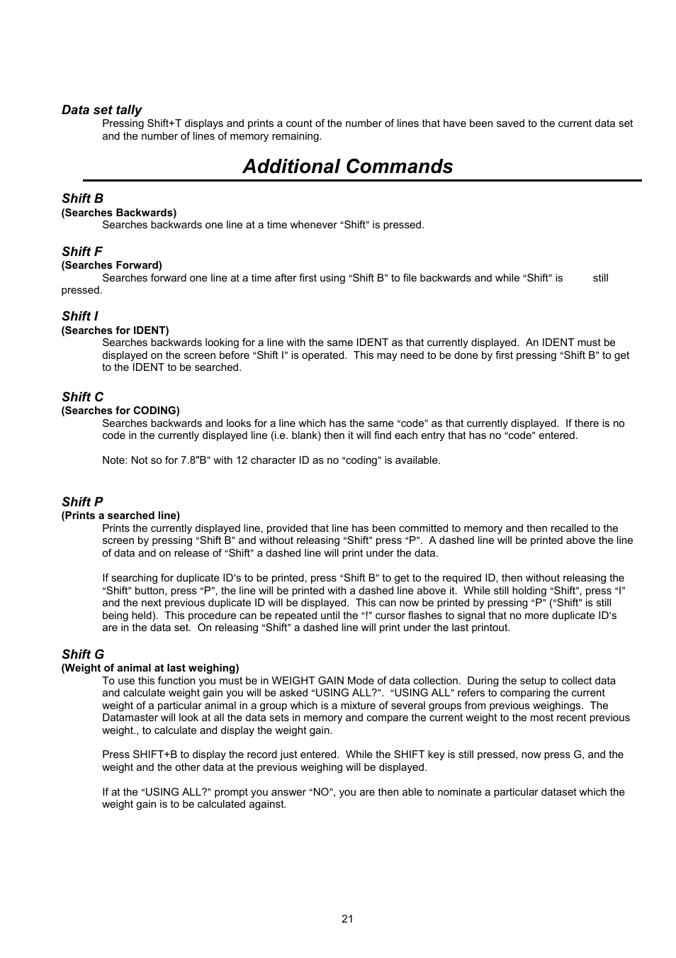 Additional commands | Digi-Star Stockweigh Datamaster Indicator User Manual | Page 21 / 30
