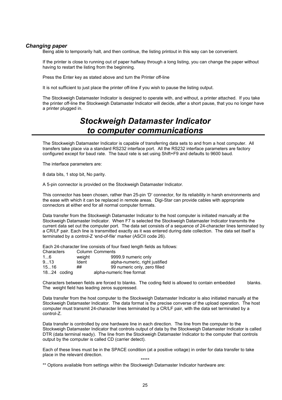 Digi-Star Stockweigh Datamaster Indicator User Manual | Page 25 / 30