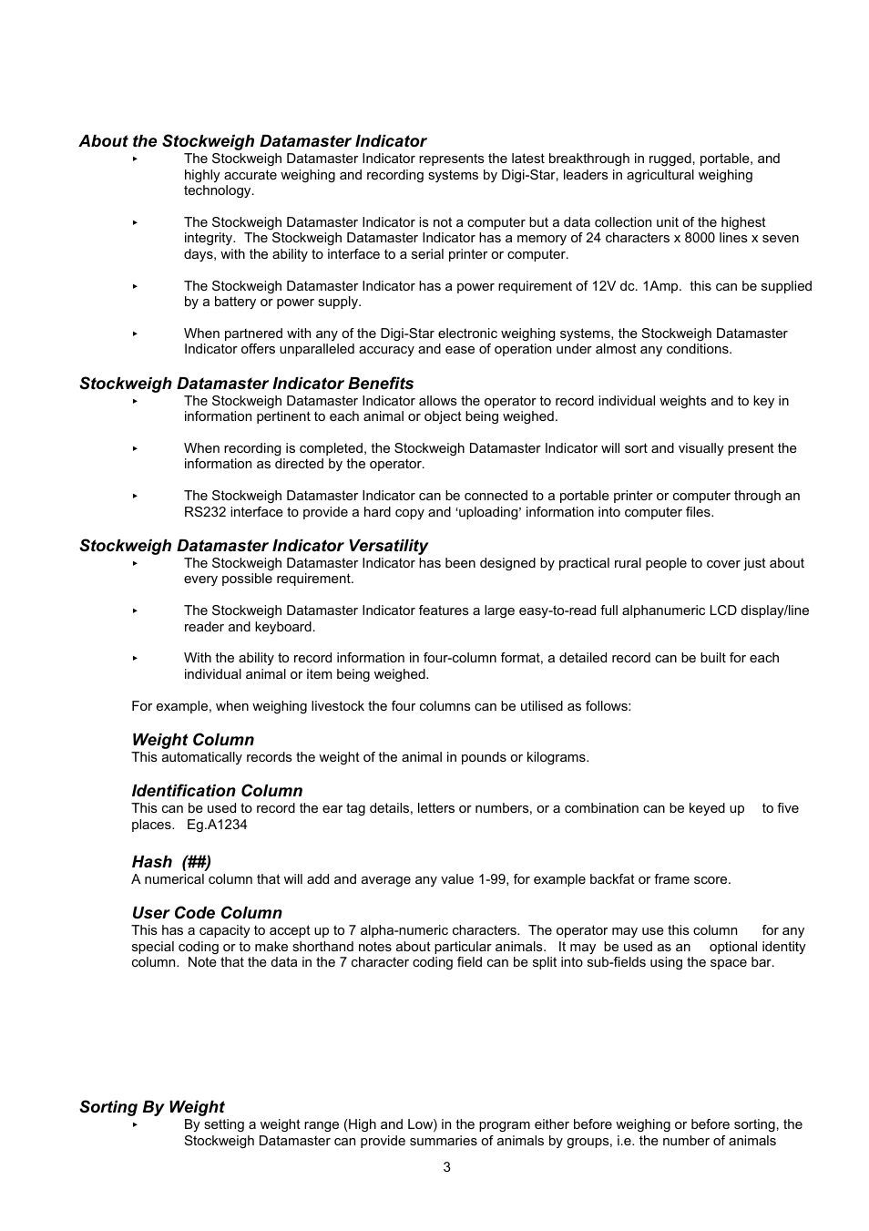 Digi-Star Stockweigh Datamaster Indicator User Manual | Page 3 / 30