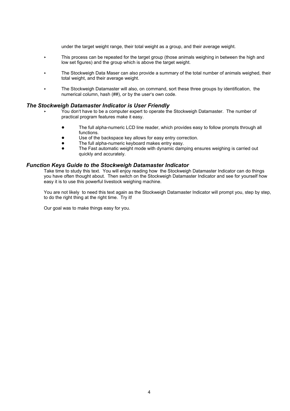 Digi-Star Stockweigh Datamaster Indicator User Manual | Page 4 / 30