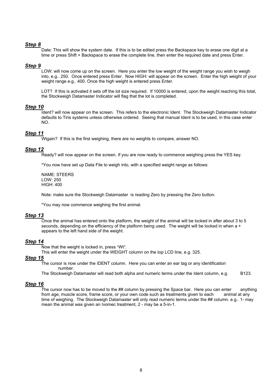 Digi-Star Stockweigh Datamaster Indicator User Manual | Page 8 / 30