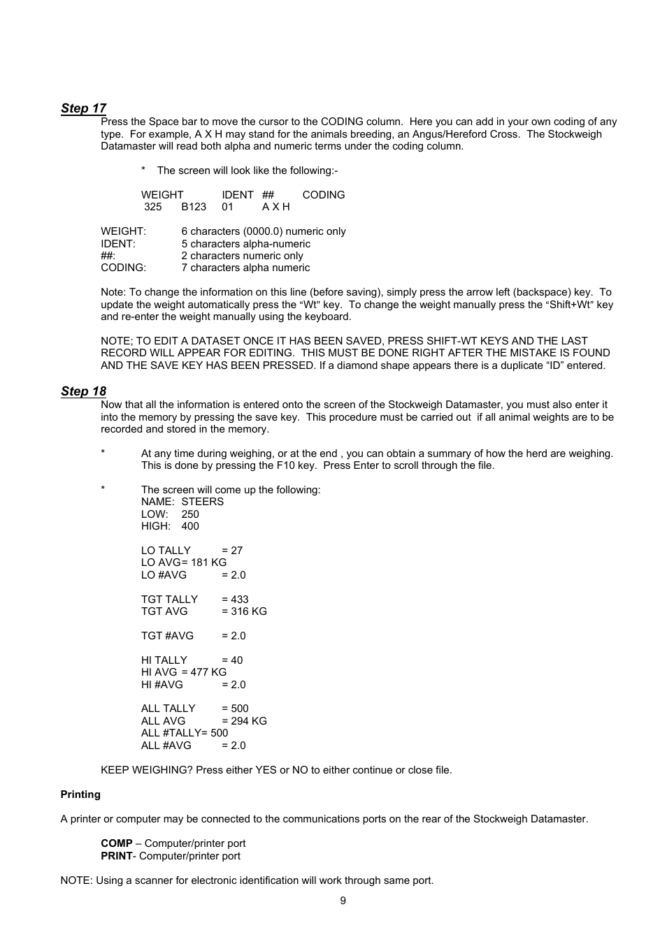 Digi-Star Stockweigh Datamaster Indicator User Manual | Page 9 / 30