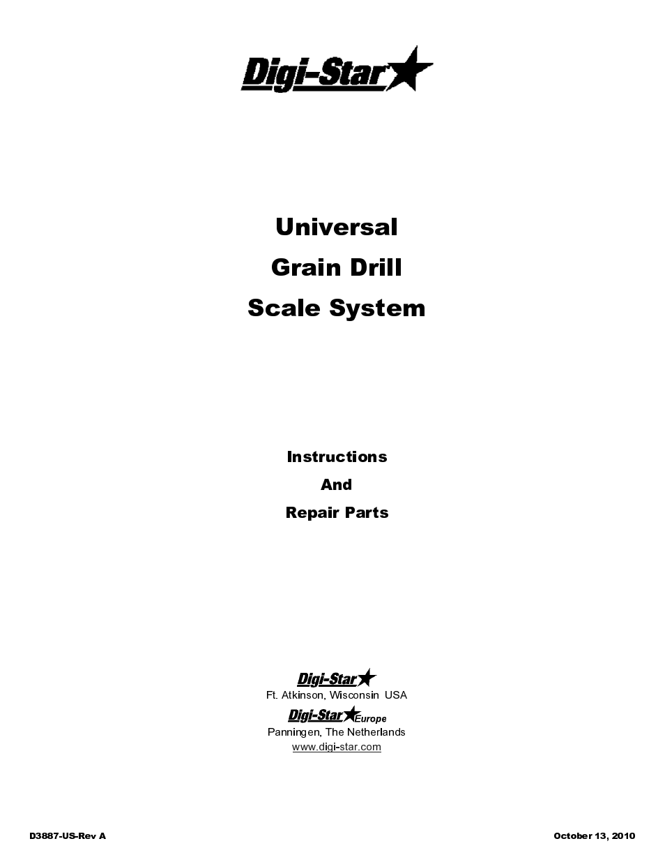 Digi-Star Universal Grain Drill System User Manual | 12 pages