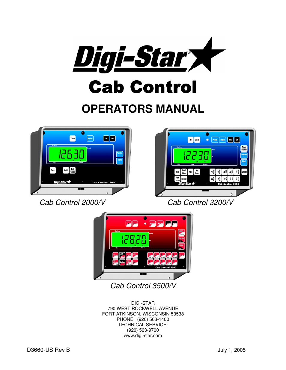 Digi-Star Cab Control 2000/V User Manual | 7 pages