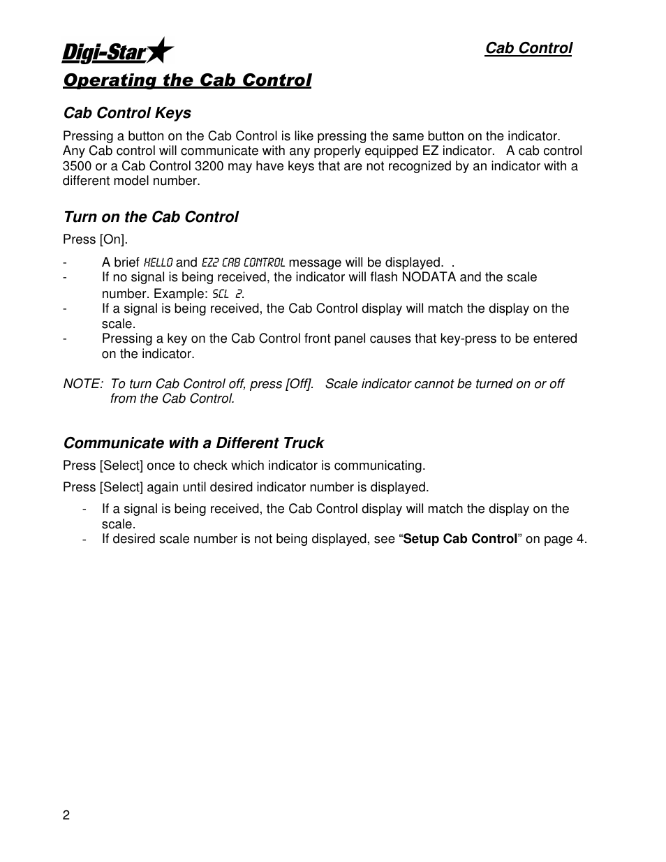 Digi-Star Cab Control 2000/V User Manual | Page 4 / 7