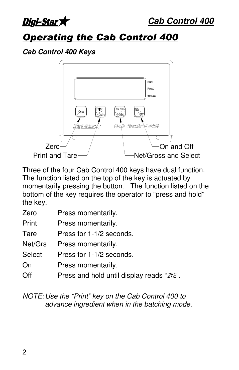 Cab control 400 | Digi-Star Cab Control 400 User Manual | Page 4 / 9