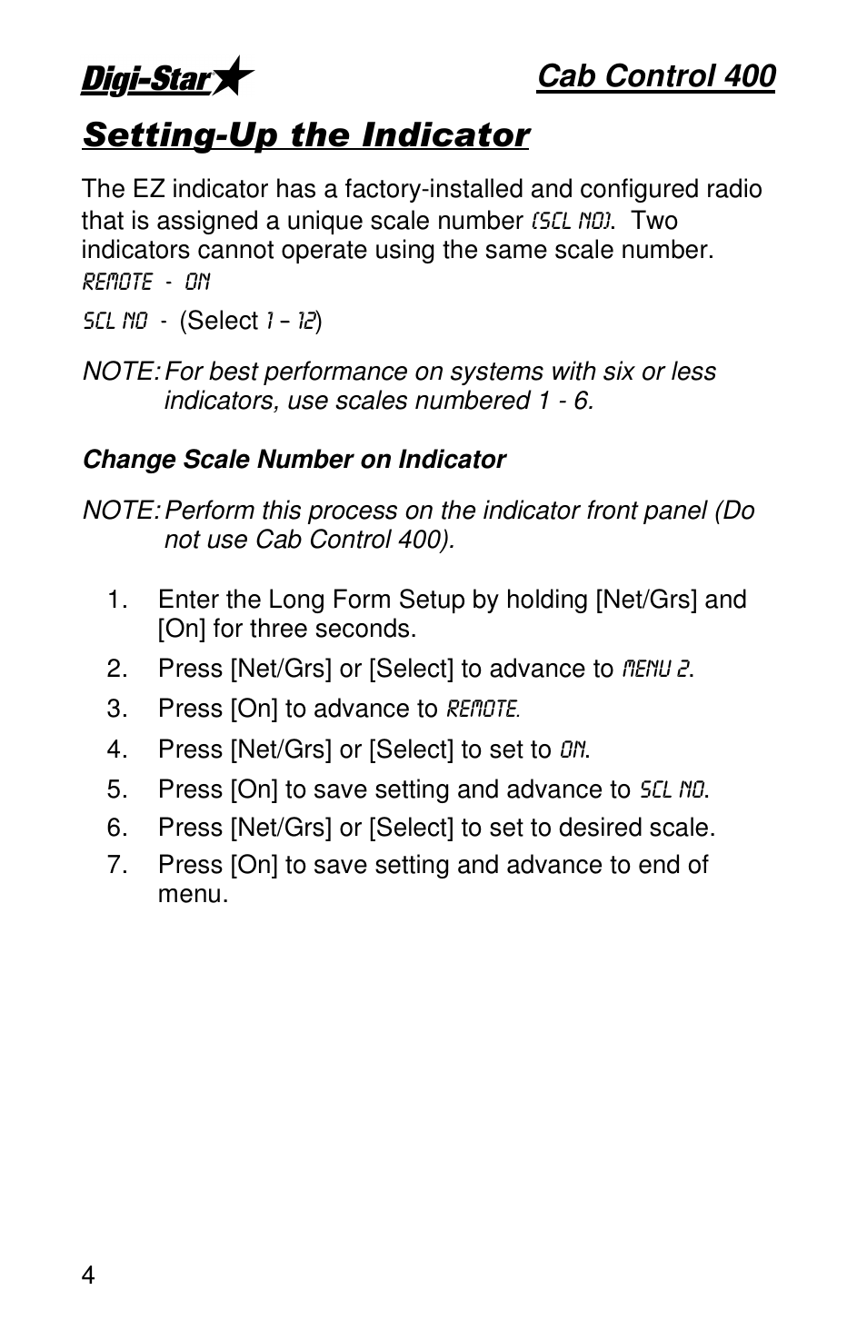 Cab control 400 | Digi-Star Cab Control 400 User Manual | Page 6 / 9