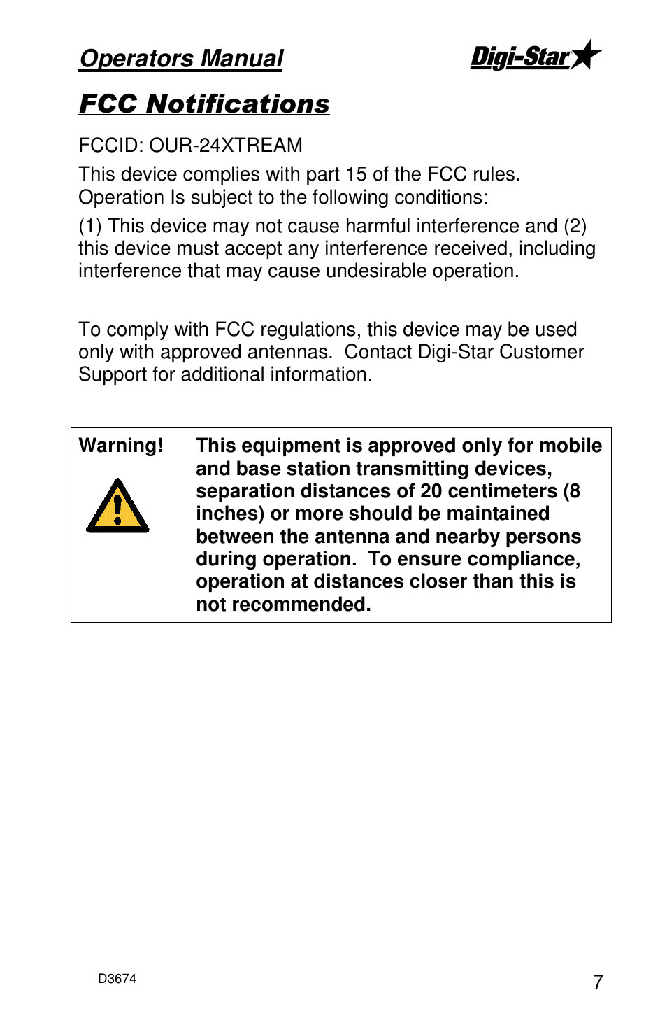 Operators manual | Digi-Star Cab Control 400 User Manual | Page 9 / 9