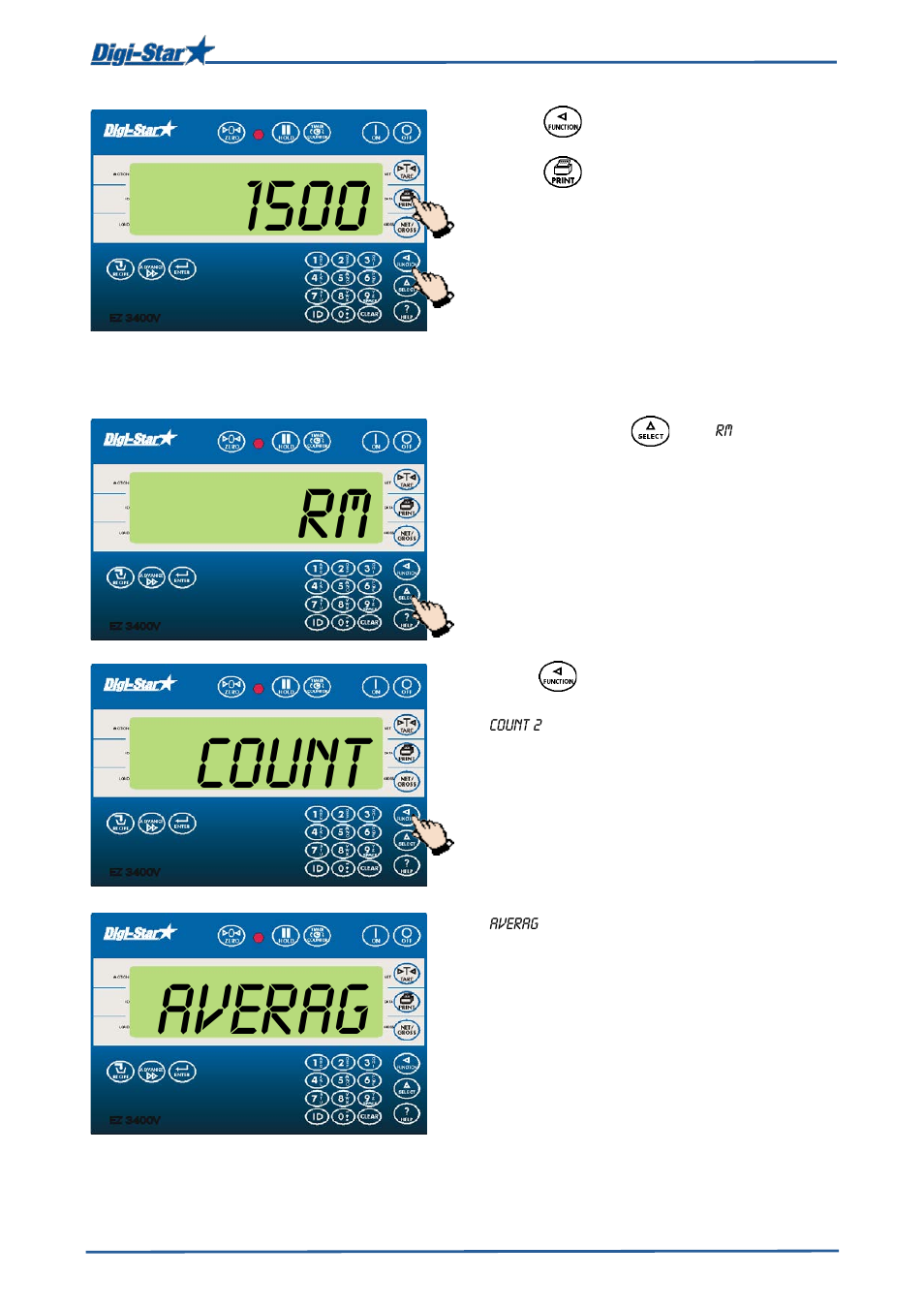 Determining average weight, Averag, Count | Digi-Star EZ3400(V) User Manual | Page 19 / 40