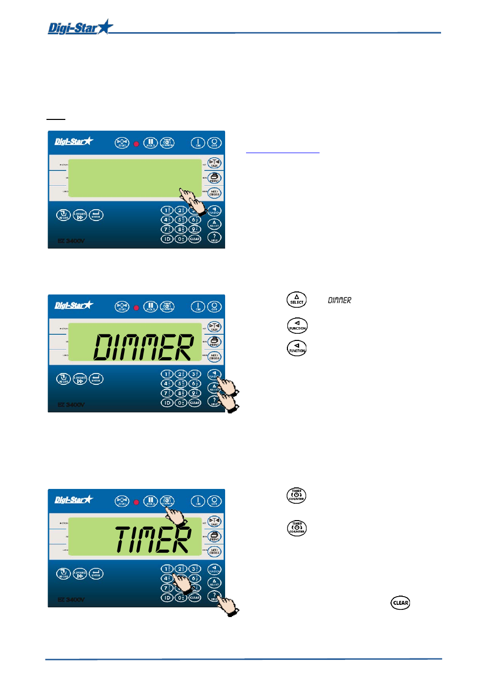 Options, Printing, Backlight intensity | Mixing clock (timer), Printing backlight intensity mixing clock (timer), Dimmer, Timer | Digi-Star EZ3400(V) User Manual | Page 23 / 40