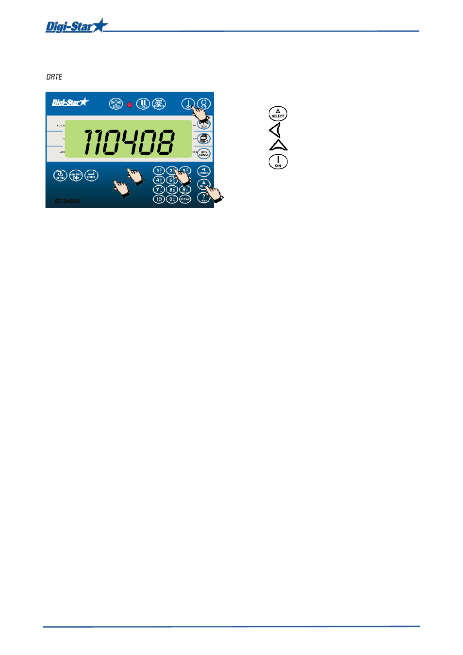 Setting actual date | Digi-Star EZ3400(V) User Manual | Page 30 / 40
